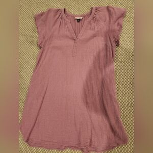 Universal Thread Gauze V-Neck Tunic Top - Dusty Rose Sz Med
